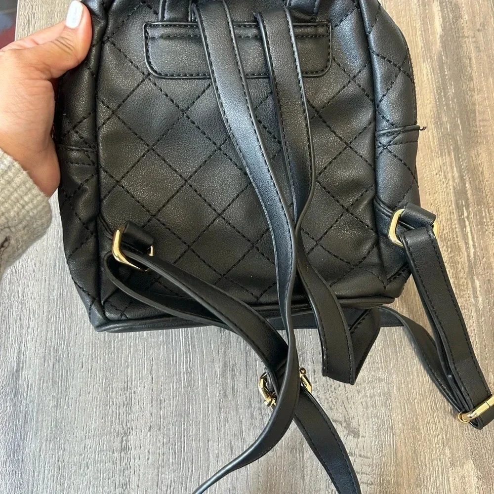 Bebe Black Vegan Leather Quilted Mini Backpack NEW​​